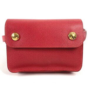 Hermes Belt Bag Pochette Green Leather Red X